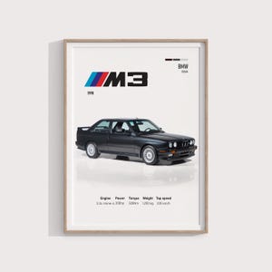 1990 BMW M3 Poster | Classic Sports Car Art | Ideal Gift for BMW M Series Enthusiasts and Car Collectors | Garage Gift Idea