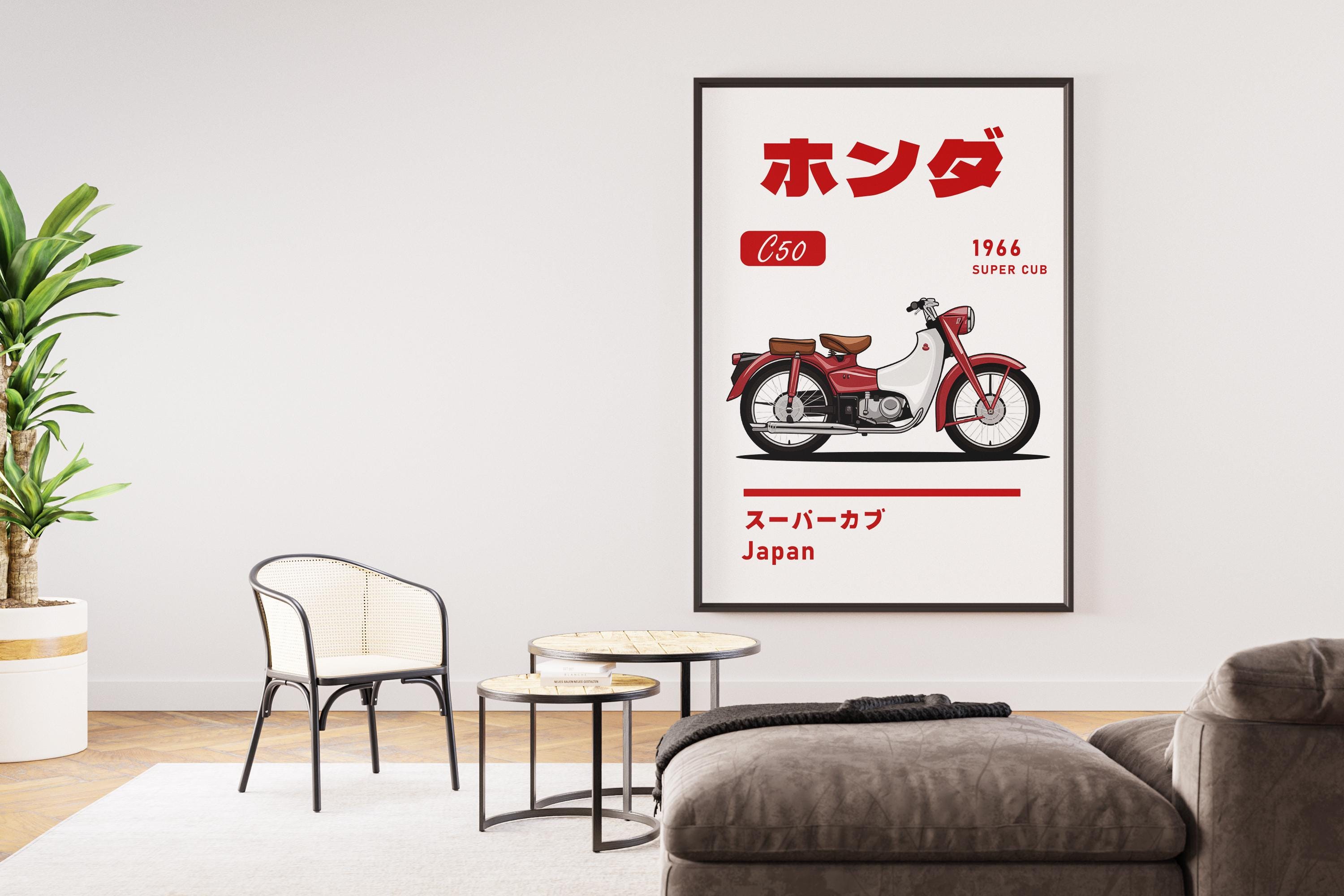 1966 Honda Super Cub Poster | Digital Print Gift for Classic Bike