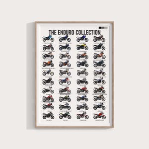 Enduro Motorcycle Collection Poster Set | Digital Download | Enduro Bike Wall Art | Motocross Prints | Garage Decor | Gift for Biker Poster