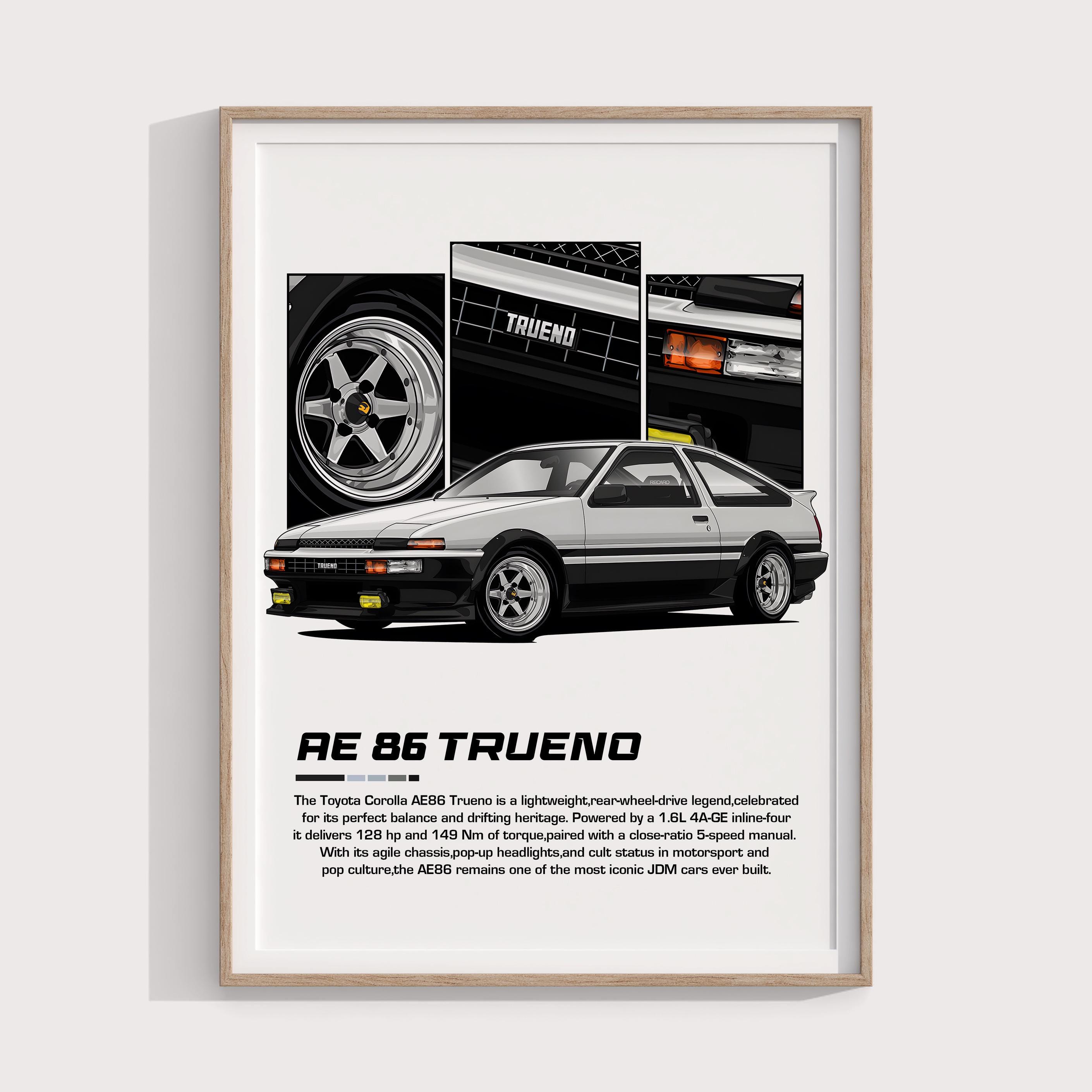 Toyota AE86 Trueno Poster | Digital Print Gift for JDM Fans