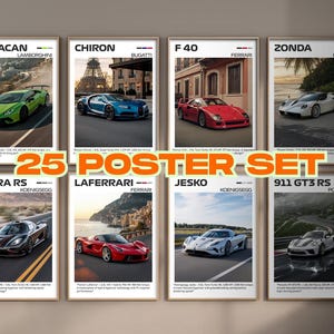 25 Set Supercar Legends | Digital Download Gift for Supercar Fans & Collectors | Luxury Car Wall Art | Printable Garage Decor
