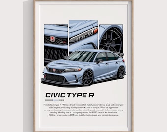 Honda Civic Type R Poster | Digital Print Gift for JDM Fans