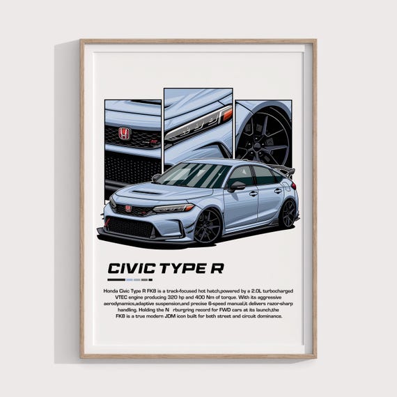 Honda Civic Type R Poster | Digital Print Gift for JDM Fans