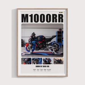BMW M 1000 RR Motorcycle Poster | Digital Print Gift for Superbike Fans & Riders | Modern BMW Bike Wall Art for Garage, Shop, Man Cave Decor