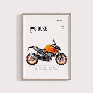 KTM 990 Duke 2024 Poster | Digital Motorcycle Wall Art | Naked Bike Decor | High-Quality Print for Riders | Perfect Gift for KTM Enthusiasts