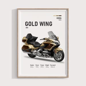 Honda GL1800 Gold Wing 2025 Tour Poster | Honda Download Gift for Motorcycle Fans | Touring Bike Wall Art | Printable Garage Decor