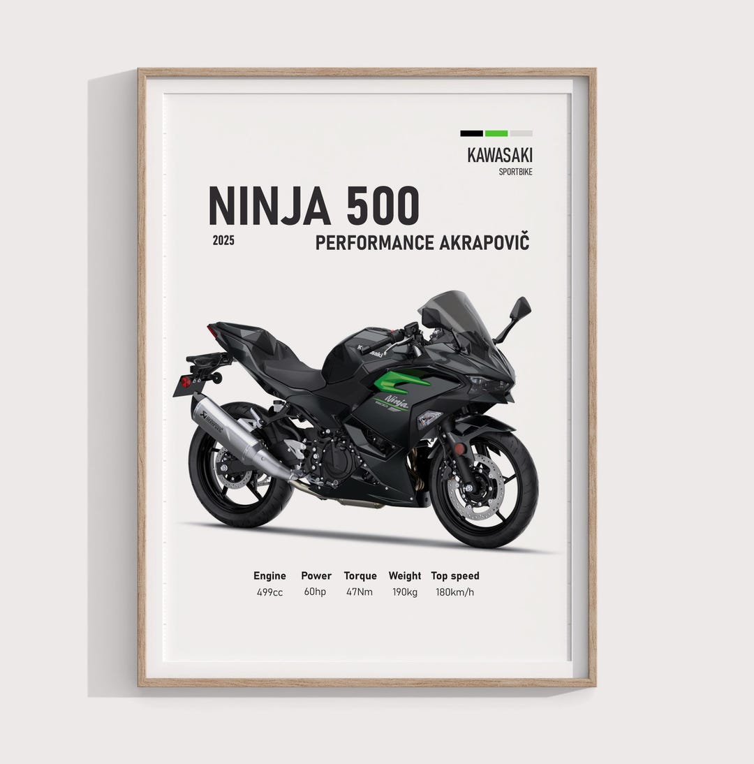 2025 Kawasaki Ninja 500 Poster | Digital Print for Sportbike Fans
