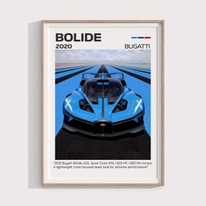 Bugatti Inspired Digital Art | 2020 Bugatti Bolide Poster | Digital Car Print | Automotive Enthusiast Gift | Hypercar Wall Art | Supercar