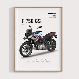 BMW F 750 GS 2023 Printable Bike Poster | Adventure Motorcycle Digital Print | Perfect Garage Gift for BMW Riders & Touring Enthusiasts