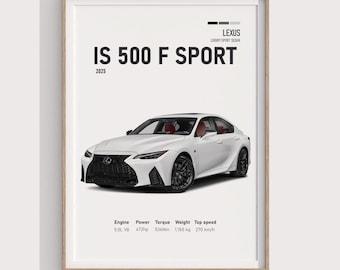 2025 Lexus IS 500 F SPORT Performance Poster | Digitaldruck | Perfektes Garagengeschenk für JDM Fans & Luxusauto-Enthusiasten