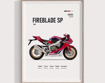 2018 Honda CBR1000RR SP Poster | Digital Print Gift for Sportbike & Motorcycle Fans | Printable Wall Art for Garage | Man Cave Decor