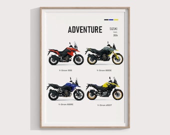 Suzuki V-Strom Sport Adventure Tourer Models Poster | Premium Motorcycle Art | High-Quality Wall Decor | Perfect Gift for Adventure Riders