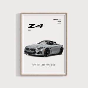 2025 BMW Z4 Poster | Luxus Roadster Kunstwerk | Perfektes Geschenk für BMW Fans und Sportwagen-Enthusiasten