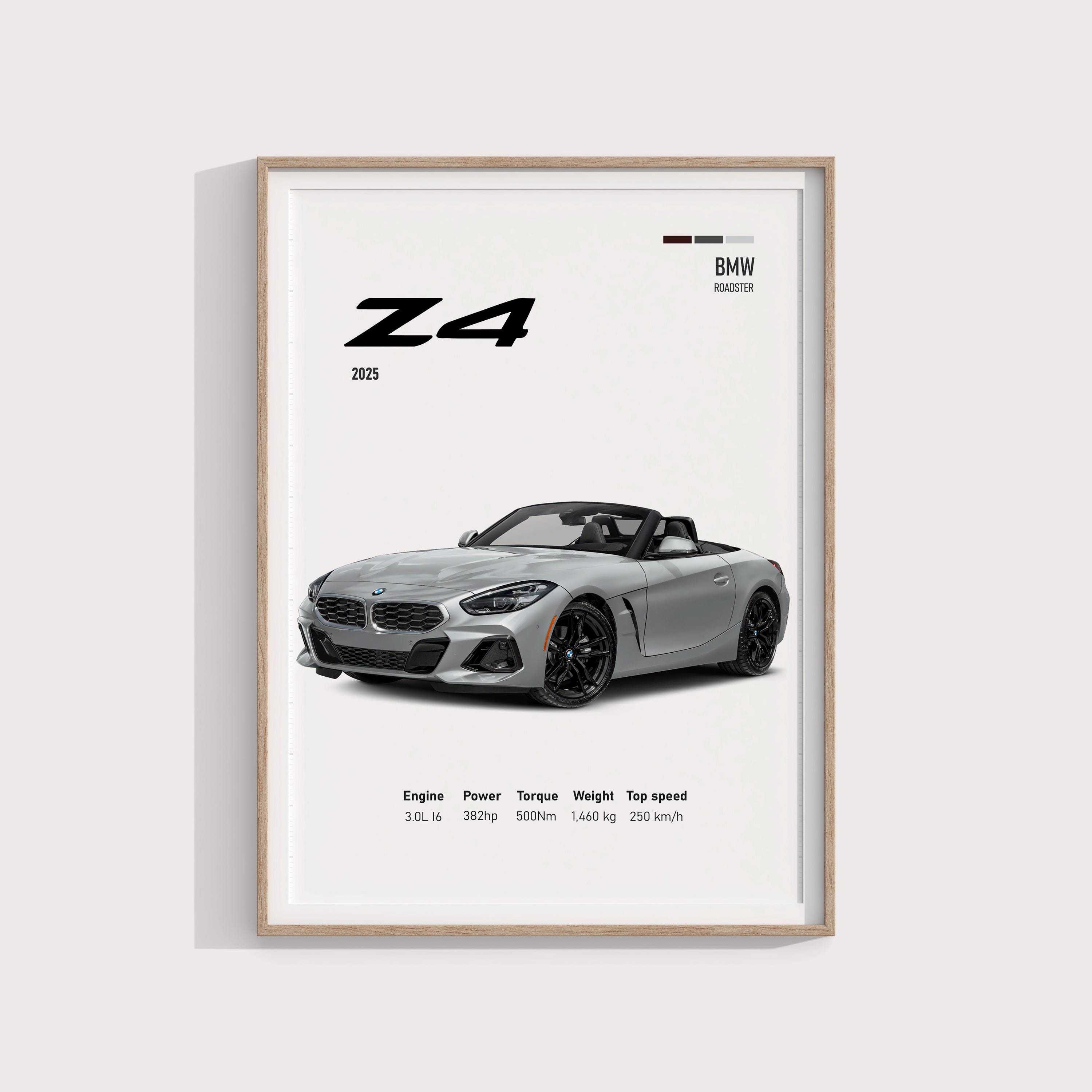 2025 BMW Z4 Poster | Luxury Roadster Artwork | Perfect Gift for