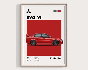Midsubishi Lancer Evo VI Poster | Digitaler Download | JDM Legende Wandkunst | Sammlung Sportwagen Druck | Garage Dekor | Geschenk für Autoliebhaber
