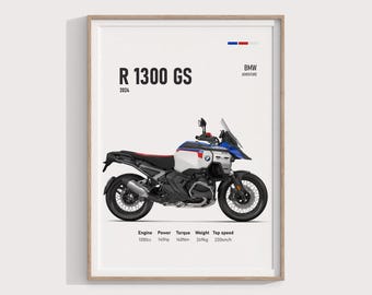 BMW R 1300 GS 2024 Poster | Abenteuer Motorrad Kunst | Hochwertige Wanddekoration | Premium Druck | Geschenkidee für Reiter