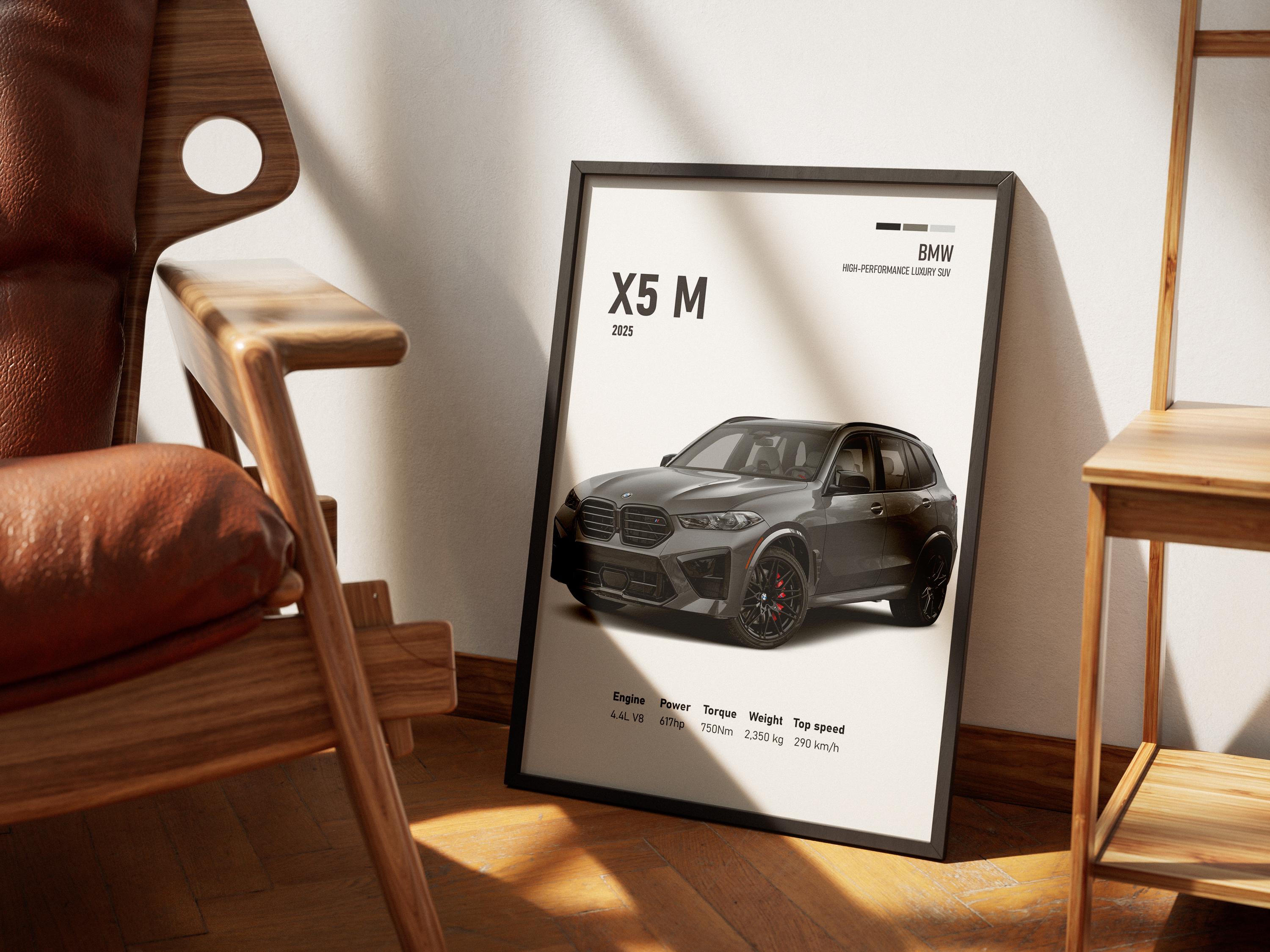 2025 BMW X5 M Printable Car Poster | Digital Print for Garage