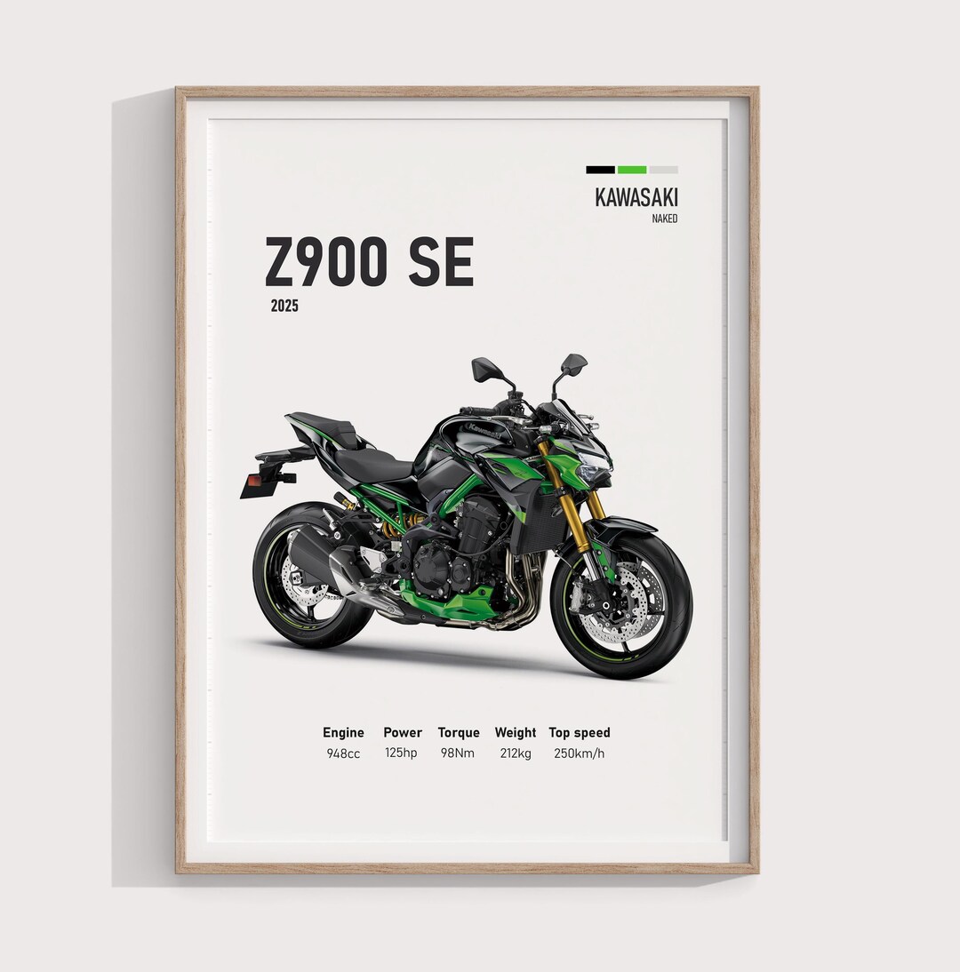 2025 Kawasaki Z900 SE Poster | Digital Motorcycle Art for Bike