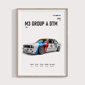 1990 BMW M3 E30 Poster | Digital Download | Classic Car Wall Art | Retro BMW Print | DTM Style Poster | Garage Decor | Gift for Car Poster