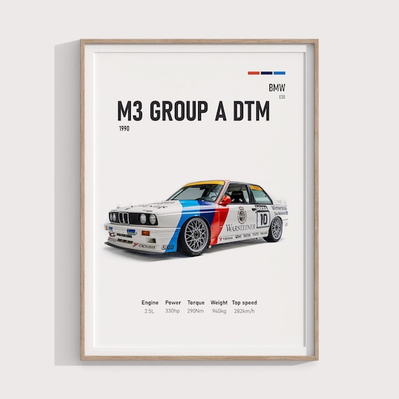 1990 BMW M3 E30 Poster | Digital Download | Classic Car Wall Art | Retro BMW Print | DTM Style Poster | Garage Decor | Gift for Car Poster