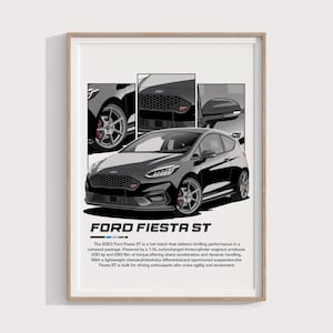 Ford Fiesta ST Poster | Hot Hatch Car Print for Enthusiasts | Performance Automotive Wall Art & Garage Decor