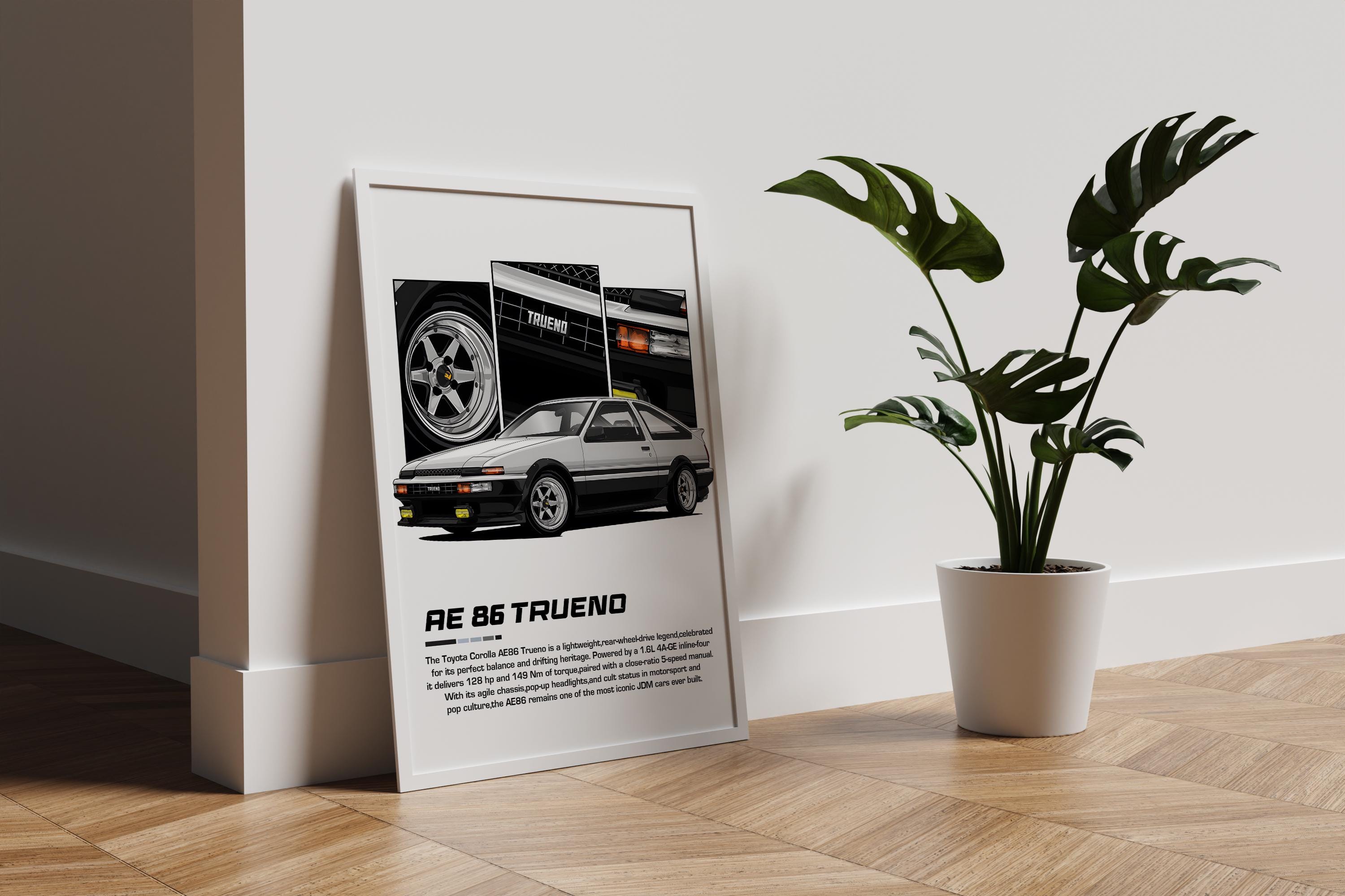 Toyota AE86 Trueno Poster | Digital Print Gift for JDM Fans