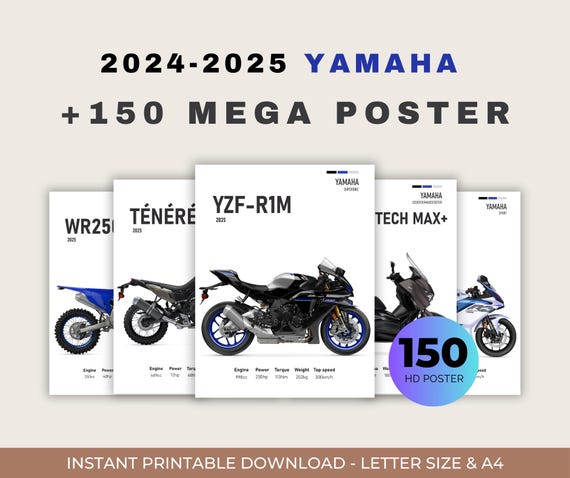 150+ Yamaha Motorcycle Poster Set Mega Ultimate Collection for