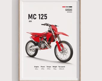 2025 GasGas MC 125 Printable Poster | 2-Stroke Dirt Bike Digital Print | Perfect Garage Gift for Motocross & Off-Road Enthusiasts