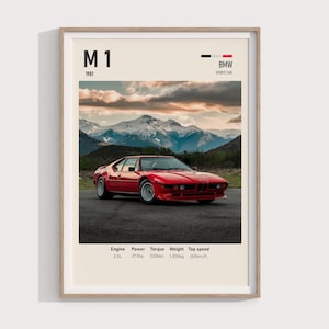 1981 BMW M1 Poster | Digital Print Gift for Classic Car Fans - Collectors | Iconic Supercar Wall Art & Retro Garage Decor
