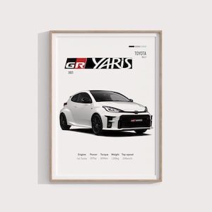 2021 Toyota GR Yaris Poster | Hot Hatch Artwork | Ideal for Car Enthusiasts and Collectors | GR Yaris Poster | Rally Car Toyota