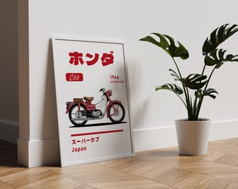1966 Honda Super Cub Poster | Digital Print Gift for Classic Bike 1966 Honda Super Cub Poster | Digital Print Gift for Classic Bike