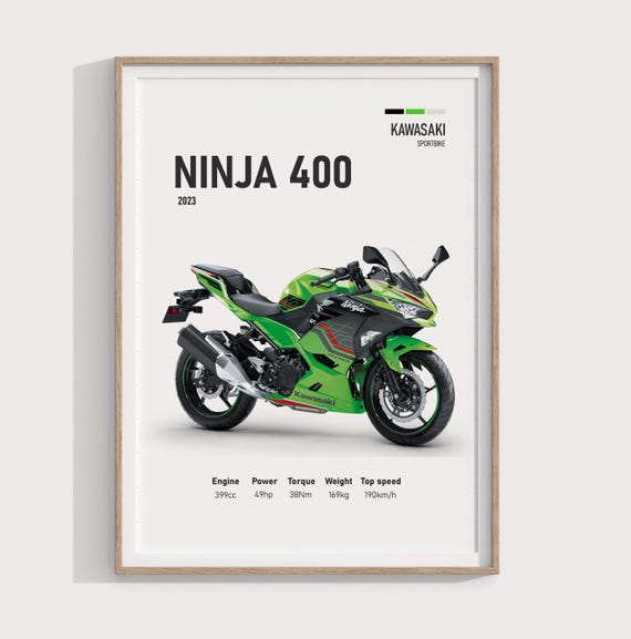 2023 Kawasaki Ninja 400 Poster | Sportbike Wall Art | Perfect Gift
