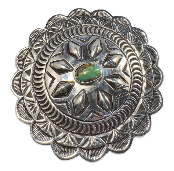 Tommy Charlie Vintage Native American Navajo Hand Tooled Sterling Silver Concho Belt Tommy Charlie Vintage Native American Navajo Hand Tooled Sterling Silver Concho Belt
