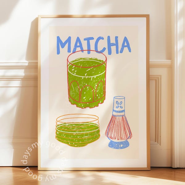 Arte mural con matcha, impresión Coffee Corner, decoración de cocina