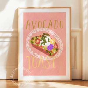 Avocado decorations, breakfast person, avocado toast, breakfast wallart, toast wallart, kitchen poster arts, bread decoration, avocado print