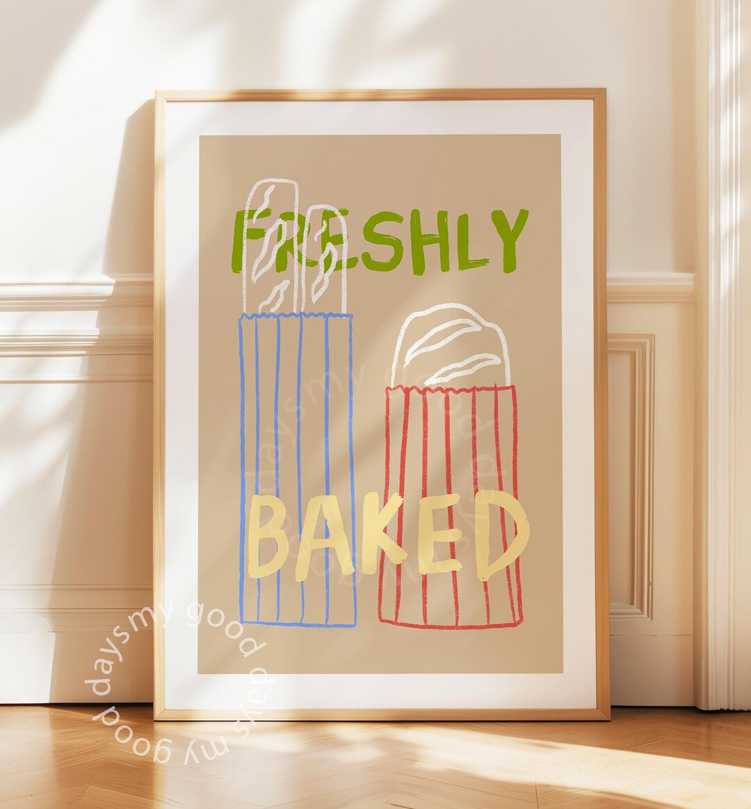 Freshly Baked Print, Kitchen Wall Decor, Bakery Wall Art - Etsy