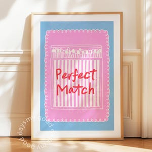Matchbox wall print, matchbox printables, matchbox printing, perfectly match, pink wall decore, dopamine wallart, girly decorative art