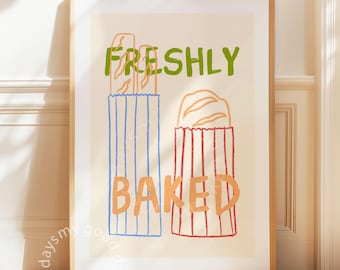 Stampa artistica "Fresco cotto", decorazione murale di panetteria, illustrazione di cibo da cucina