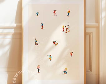 Skateboard Wall Art, Skater Print, Minimal Poster