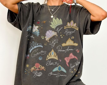 Watercolor Coquette Disney Princess Crowns T-Shirt, Disney Aurora Ariel Belle Cinderella Tiana Tee, Magic Kingdom Disneyland Girl Trip 2026