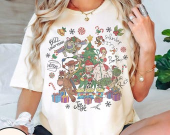 Vintage Toy Story Christmas Signatures Comfort Colors Shirt, Disney Pixar Holiday Tee, Disney Christmas Party Tee, Gift for Toy Story Lovers