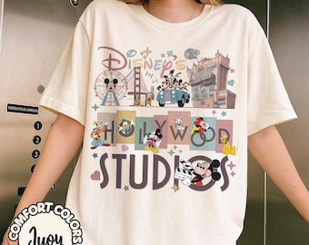 Retro Disney Hollywood Studios Shirt, Mickey & Friends Theme Park Comfort Colors T-Shirt, Süßes Disney Trip Graphic T-Shirt, Disneyland Shirt