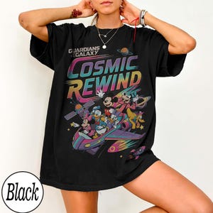 Retro 80-tals Guardians of the Galaxy Cosmic Rewind-tröja, Musse Pigg och vänner Disney Ride-tröja, matchande familjetröjor med Walt Disney World-resa 2026 Black