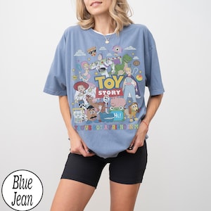 Retro Toy Story Land Shirt, Disney Pixar Toy Story Shirt, Disney Woody Jessie Buzz Lightyear Shirt, Family You've Got A Friend In Me Shirts Blue Jean