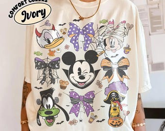 Coquette Bows Disney Halloween 2025 Shirt, Disney Halloween Family Matching Tees, Mickey and Friends Halloween, Mickey's Not So Scary Party