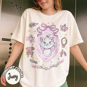 Coquette Bow aquarel Disney Marie Cat I&#39;m A Lady T-shirt, The Aristocats Tee, Disneyland Girls Trip Tee, kattenliefhebber, Disneyland vakantie
