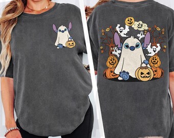 Vintage 2-sided Stitch Ghost Halloween Shirt, Halloween Stitch Boo shirt, Disney World Disneyland Halloween Shirt, Halloween Costume Shirt