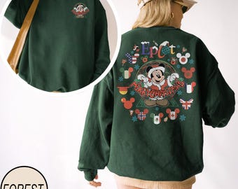 Camiseta navideña de dos caras de Epcot World Traveler, camiseta de Mickey World Traveler, camiseta de Epcot Countries, camiseta de Epcot World, camiseta de viaje navideño a Epcot