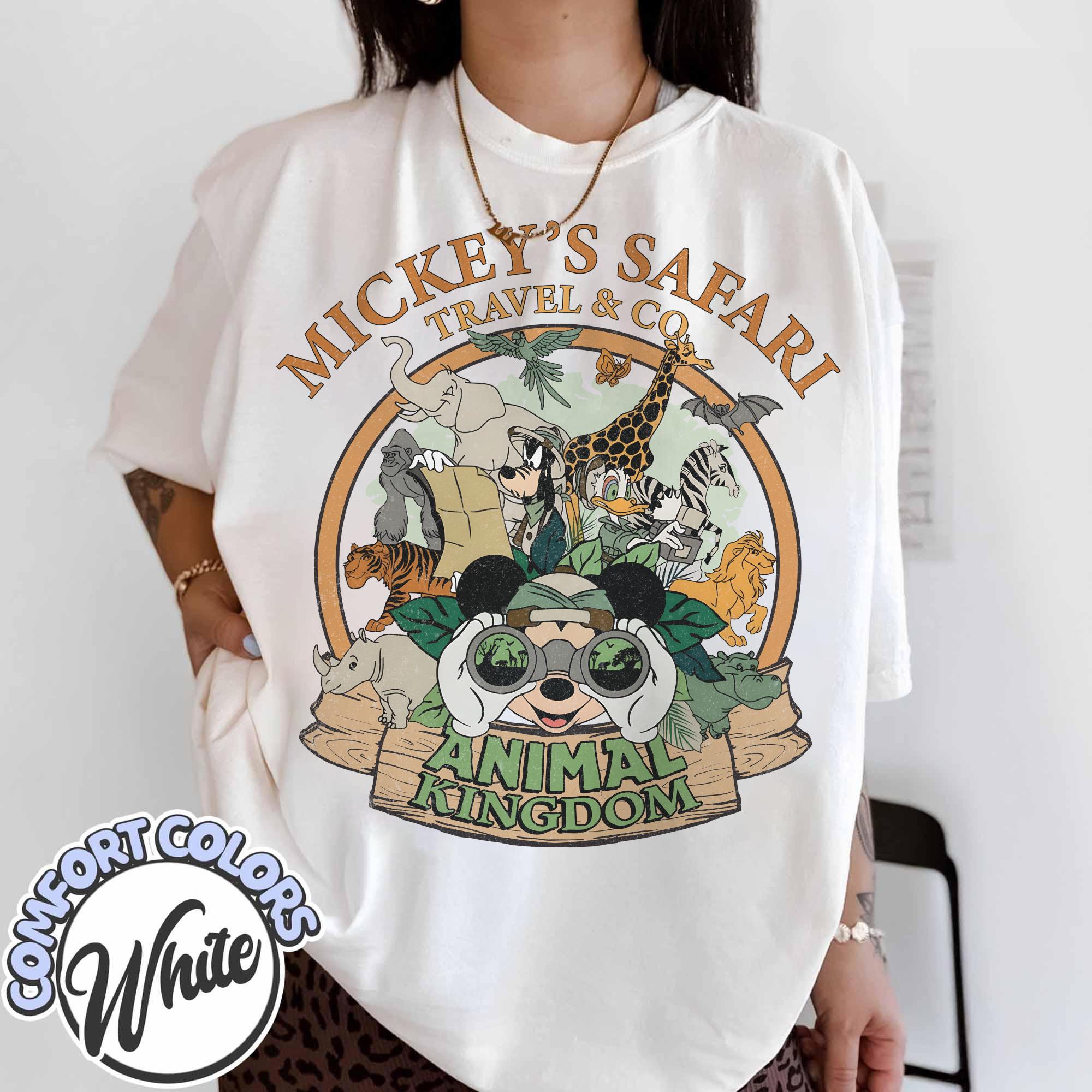 ディズニーTシャツアニマルキングダムミッキー総柄サファリ90s L
