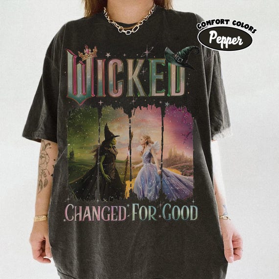 Vintage Wicked Changed For Good Comfort Colors Shirt, Defy Gravity Broomstick Magic Wand, Wizard Movie Fan Shirt, Wicked Musical Fan Gifts